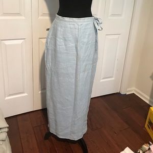 EUC European designer long light blue linen skirt